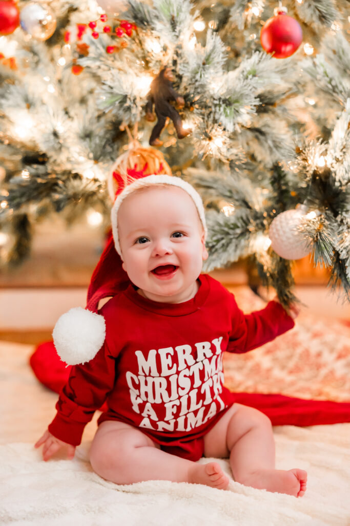 Baby Christmas tree photos, newborn Christmas tree photo ideas